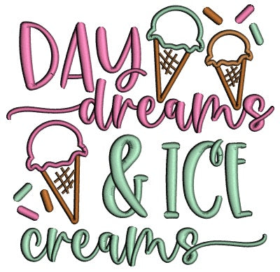 Daydreams And Ice Creams Applique Machine Embroidery Design Digitized Pattern