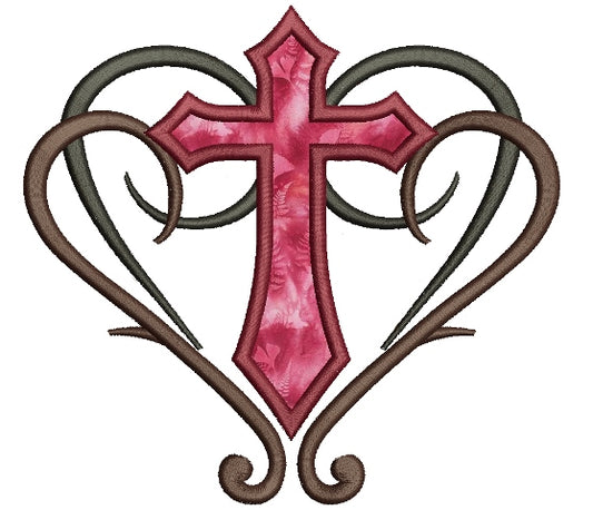 Decorative Cross Religious Applique Machine Embroidery Digitized Design Pattern