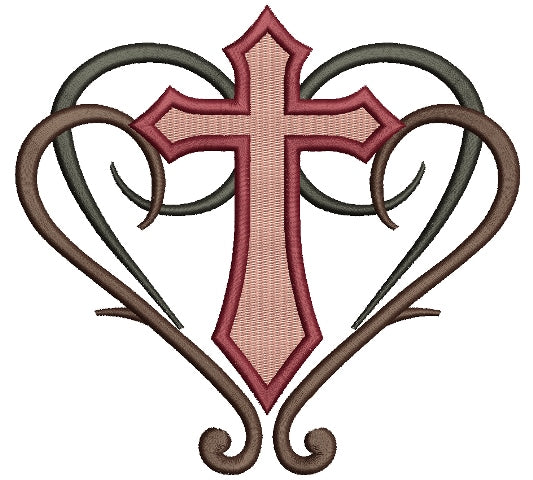 Decorative Cross Religious Filled Machine Embroidery Digitized Design Pattern
