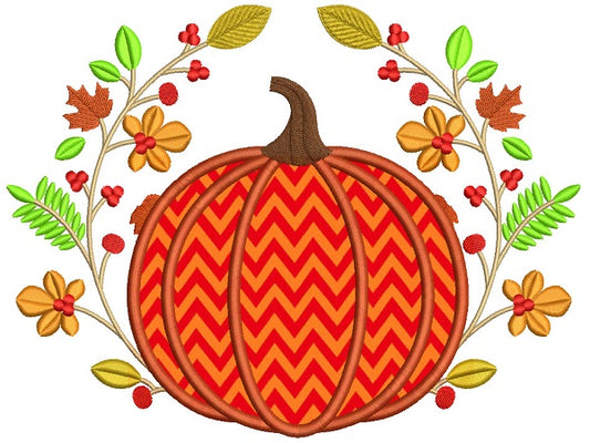 Decorative Pumpkin Fall Applique Machine Embroidery Design Digitized Pattern