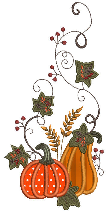 Decorative Pumpkins Applique Machine Embroidery Digitized Design Pattern