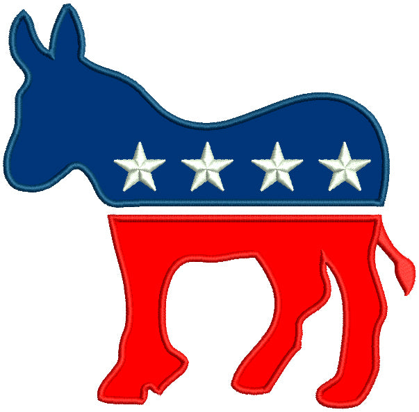 Democratic Party Donkey Political Applique Machine Embroidery Design Digitized