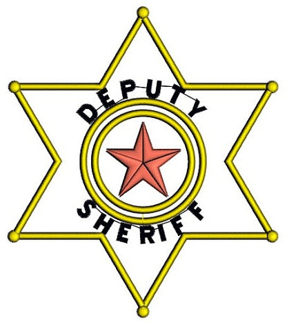 Deputy Sheriff Police Badge Applique Machine Embroidery Digitized Design Pattern - Instant Download- 4x4 , 5x7, 6x10