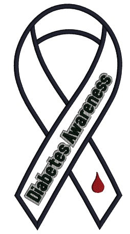 Diabetes Awareness Ribbon Applique Machine Embroidery Design Digitized Pattern