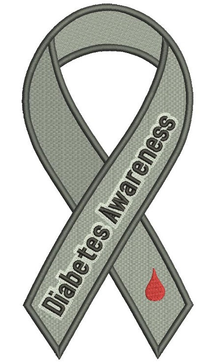 Diabetes Awareness Ribbon Filled Machine Embroidery Design Digitized Pattern