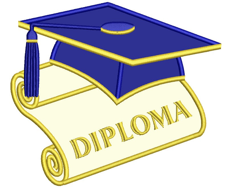 Diploma Graduation Applique Machine Embroidery Digitized Design Pattern
