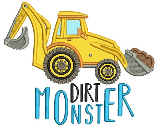 Dirt Monster Applique Machine Embroidery Design Digitized Pattern