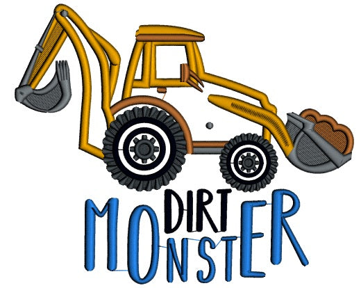 Dirt Monster Applique Machine Embroidery Design Digitized Pattern