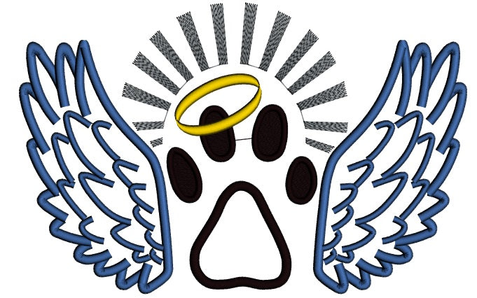 Dog Paw Angel Wings Applique Machine Embroidery Design Digitized Pattern