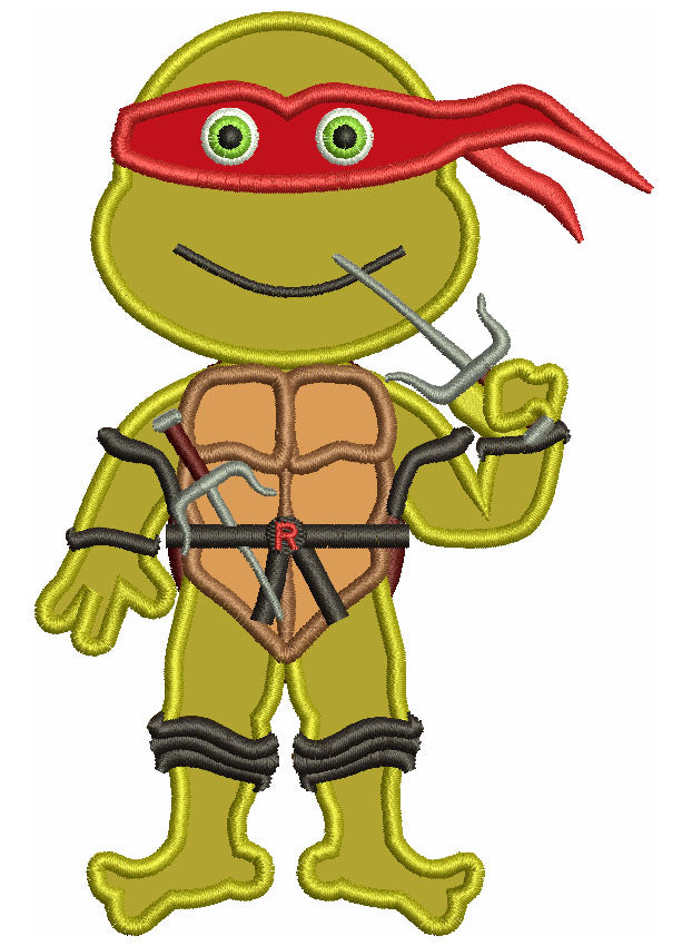 Raphael Teenage Ninja Turtle Applique Machine Embroidery Design Digitized Pattern