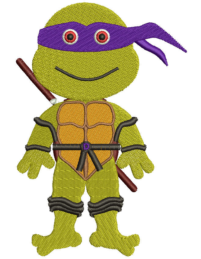 Donatello Teenage Ninja Turtle Filled Machine Embroidery Design Digitized Pattern