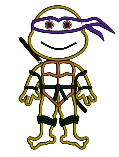 Donatello Teenage Ninja Turtle Applique Machine Embroidery Design Digitized Pattern