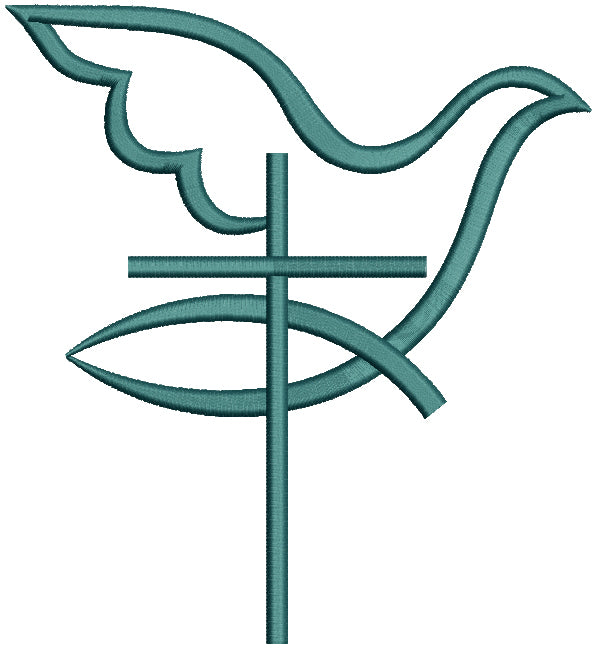 Dove and a Cross Religious Filled Machine Embroidery Design Digitized Pattern