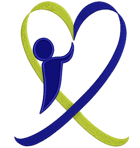 Down Syndrome Awareness Heart Boy Applique Machine Embroidery Digitized Design Pattern