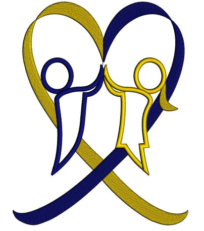 Down Syndrome Kids Heart Applique Machine Embroidery Digitized Design Pattern