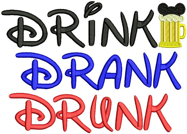 Drink Drank Drunk Beer Mug Filled Machine Embroidery Design Digitized Pattern