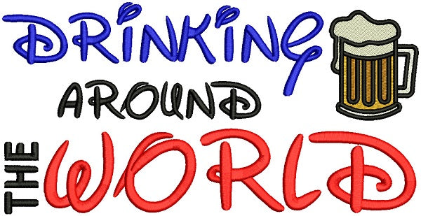Drinking Around The World Filled Machine Embroidery Design Digitized Pattern