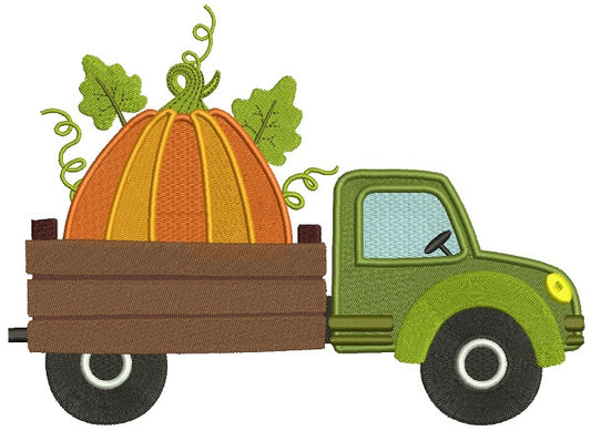 Dump Truck With Pumpkin Filled Machine Embroidery Design Digitized Pattern