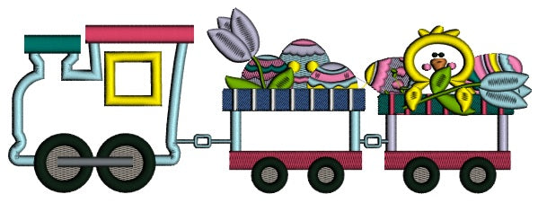 Easter Choo Choo Train Applique Machine Embroidery Design Digitized Pattern