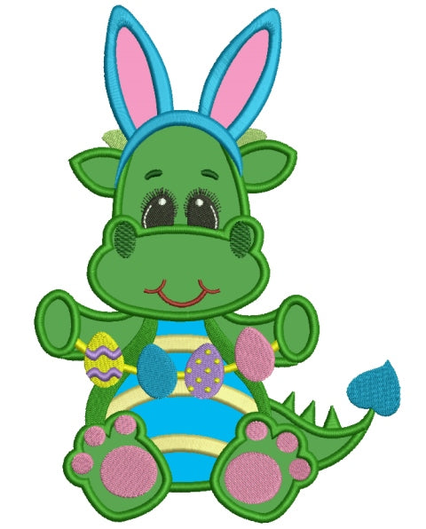 Easter Dino Applique Machine Embroidery Digitized Design Pattern