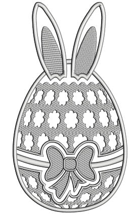 Easter Egg With Bunny Ears Applique Machine Embroidery Design Digitized Pattern