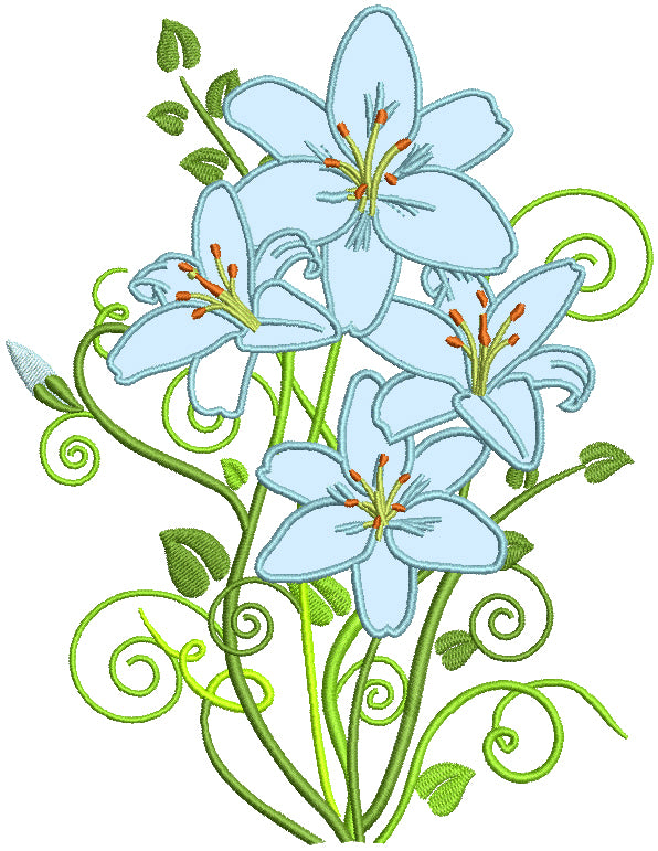 Easter Passover Lily Flower Embroidery Design - Apex