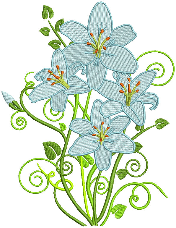 Easter Lily Filled Machine Embroidery Design Digitized Pattern
