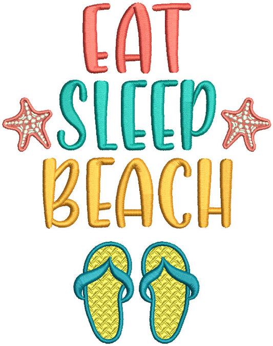 Eat Sleep Beach Starfish Filled Machine Embroidery Design Digitized Pattern