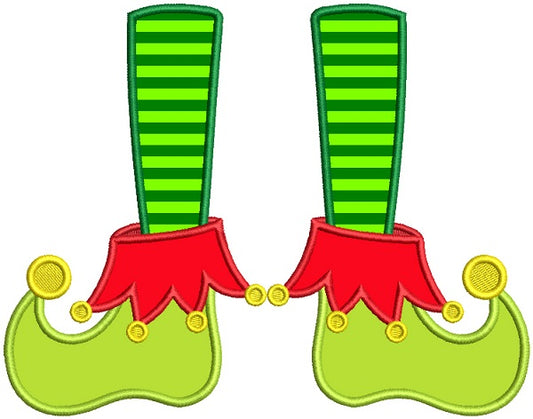 Elf Feet Christmas Applique Machine Embroidery Design Digitized Pattern