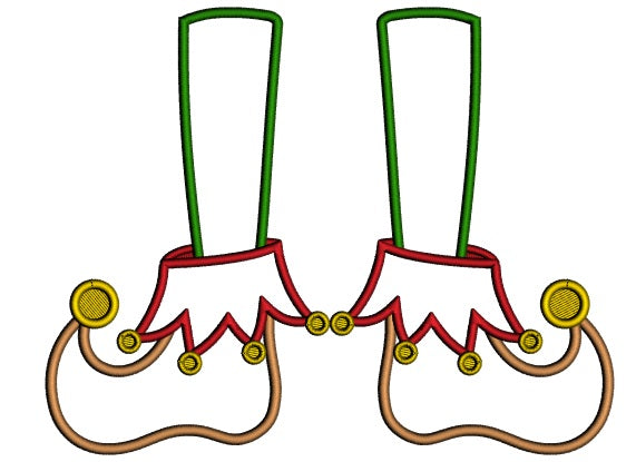 Elf Feet Christmas Applique Machine Embroidery Design Digitized Pattern