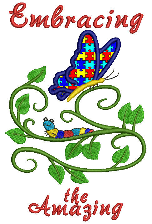 Embracing The Amazing Autism Awareness Butterfly Applique Machine Embroidery Design Digitized Pattern