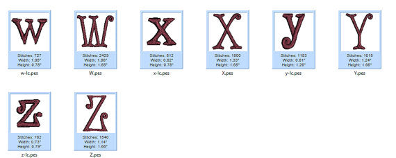 Embroidery Font Script - Instant Download - Tonic Scroll Script (Upper Case, Lower Case, Numbers 1-9) - 620 Files