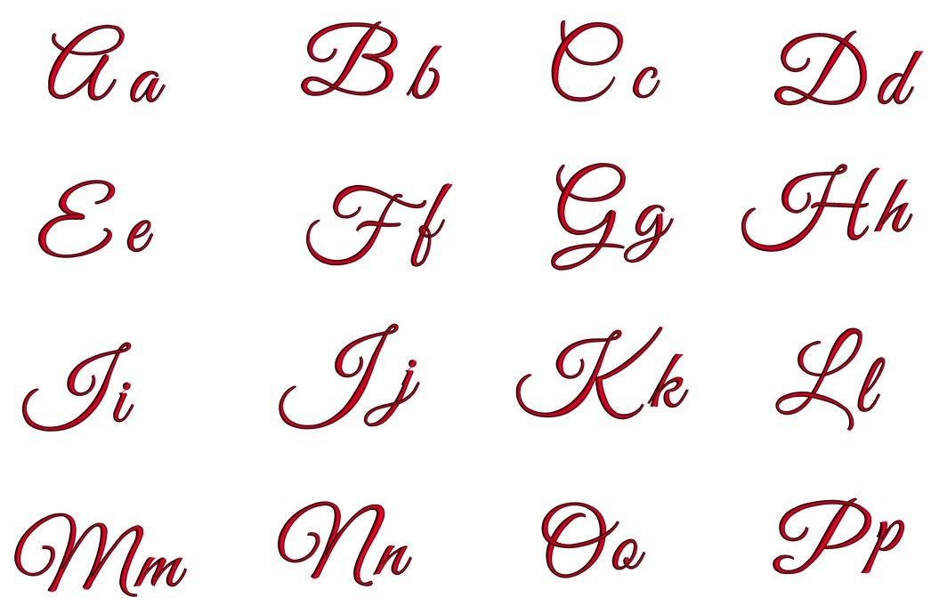 England Hand Script Machine Embroidery Font Upper and Lower Case 1 2 3 inches