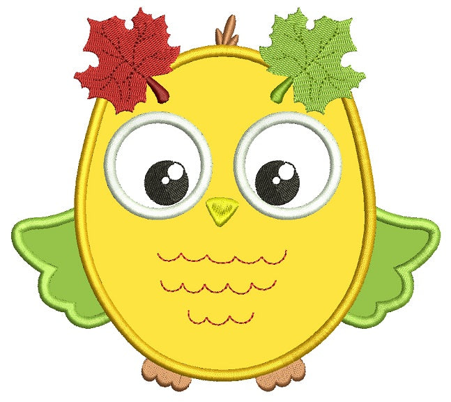 Fall Owl Applique Machine Embroidery Design Digitized Pattern