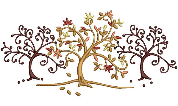 Fall Trees Filled Machine Embroidery Digitized Design Pattern ...