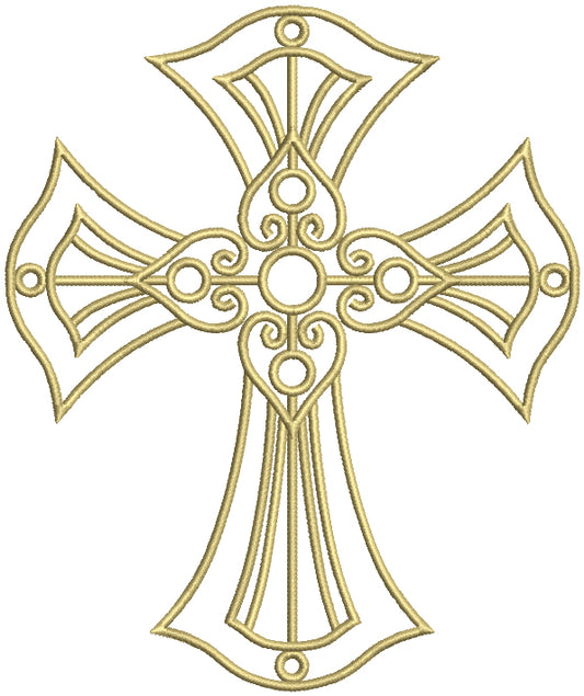 Fancy Decorative Cross Religious Filled Machine Embroidery Design Digitized Pattern