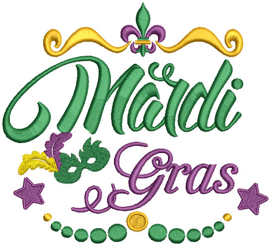 Fancy Mardi Gras Border Filled Machine Embroidery Design Digitized Pattern