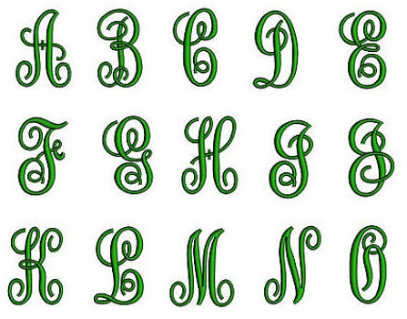 Fancy Monogram Embroidery Font Upper Case Satin Stitch Digitized -Instant Download-1,2,3 inch