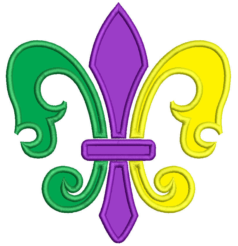 Fancy Mardi Gras Fleur de lis Applique Machine Embroidery Design Digitized Pattern