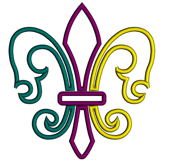 Fancy Mardi Gras Fleur de lis Applique Machine Embroidery Design Digitized Pattern