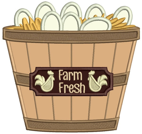 Farm Fresh Eggs In The Basket Fall Applique Machine Embroidery Design Digitized Pattern