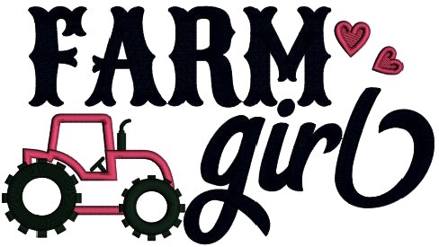 Farm Girl Tractor Applique Machine Embroidery Design Digitized Pattern