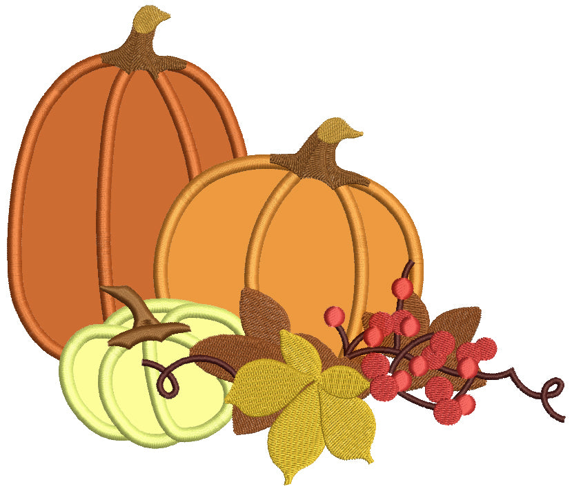 Festive Pumpkin Arrangement Applique Machine Embroidery Design Digitized Pattern