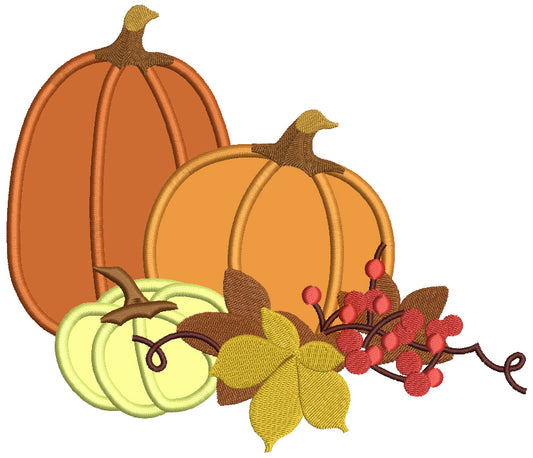 Festive Pumpkin Arrangement Applique Machine Embroidery Design Digitized Pattern