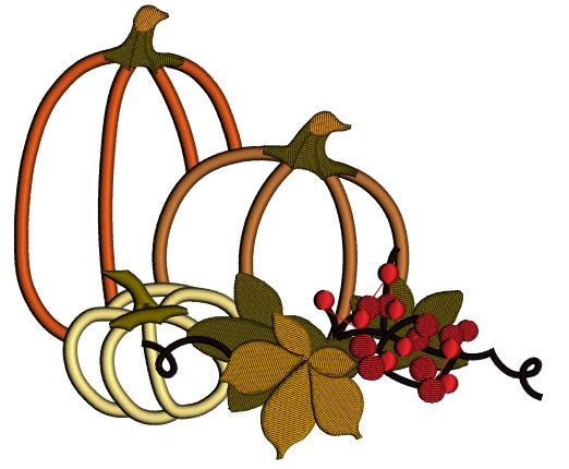 Festive Pumpkin Arrangement Applique Machine Embroidery Design Digitized Pattern