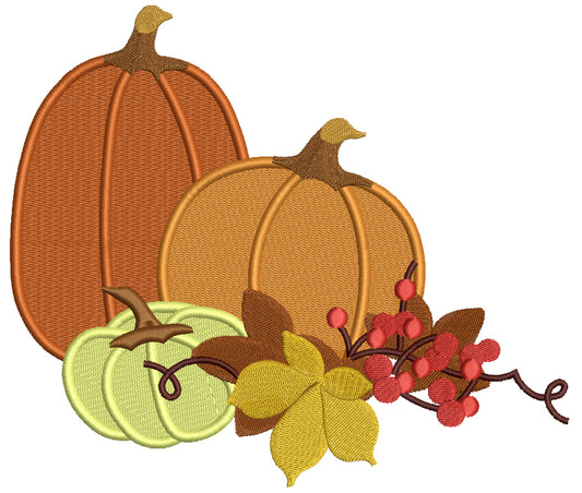 Festive Pumpkin Arrangement Filled Machine Embroidery Design Digitized Pattern