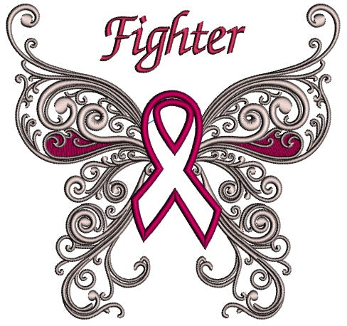 Fighter Cancer Awareness Applique Machine Embroidery Digitized Design Pattern