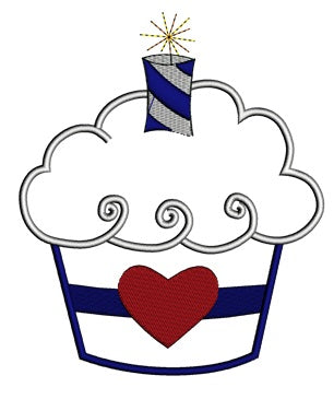 Firecracker Cake (birthday of 4th of July/independence day) Applique Machine Embroidery Digitized Design Pattern - Instant Download