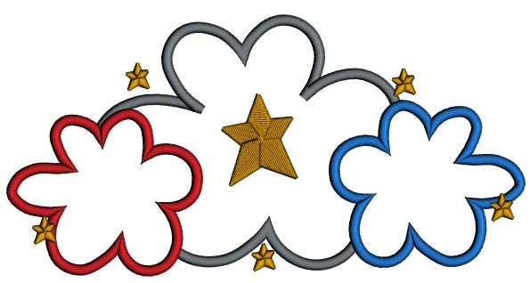 Fireworks In the Sky 4th of July Independence Day Applique Machine Embroidery Digitized Design Pattern