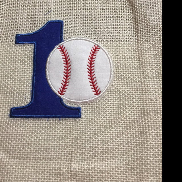 First Birthday Number 1 Baseball Design Machine Embroidery Digitized Applique Pattern - Instant Download - 4x4 , 5x7, and 6x10 -hoops